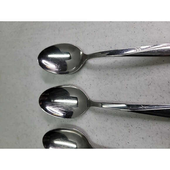 8 Pc Vintage MCM Oneida Community Atomic TWIN STAR Stainless Steel Tablespoons